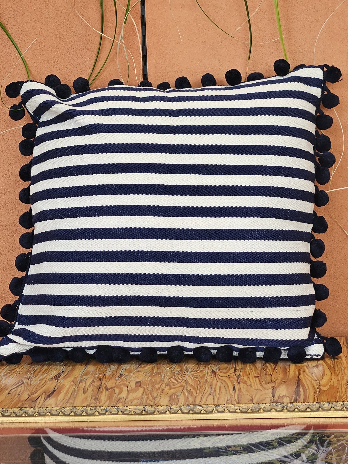 Savile Stripe Throw Pillow- Blue