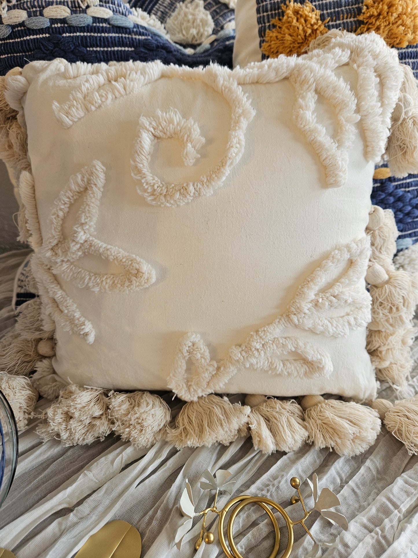 White Ruffle Throw Pillow