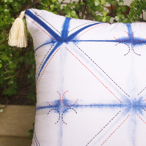 Eureka Tie Die Throw Pillow- Blue