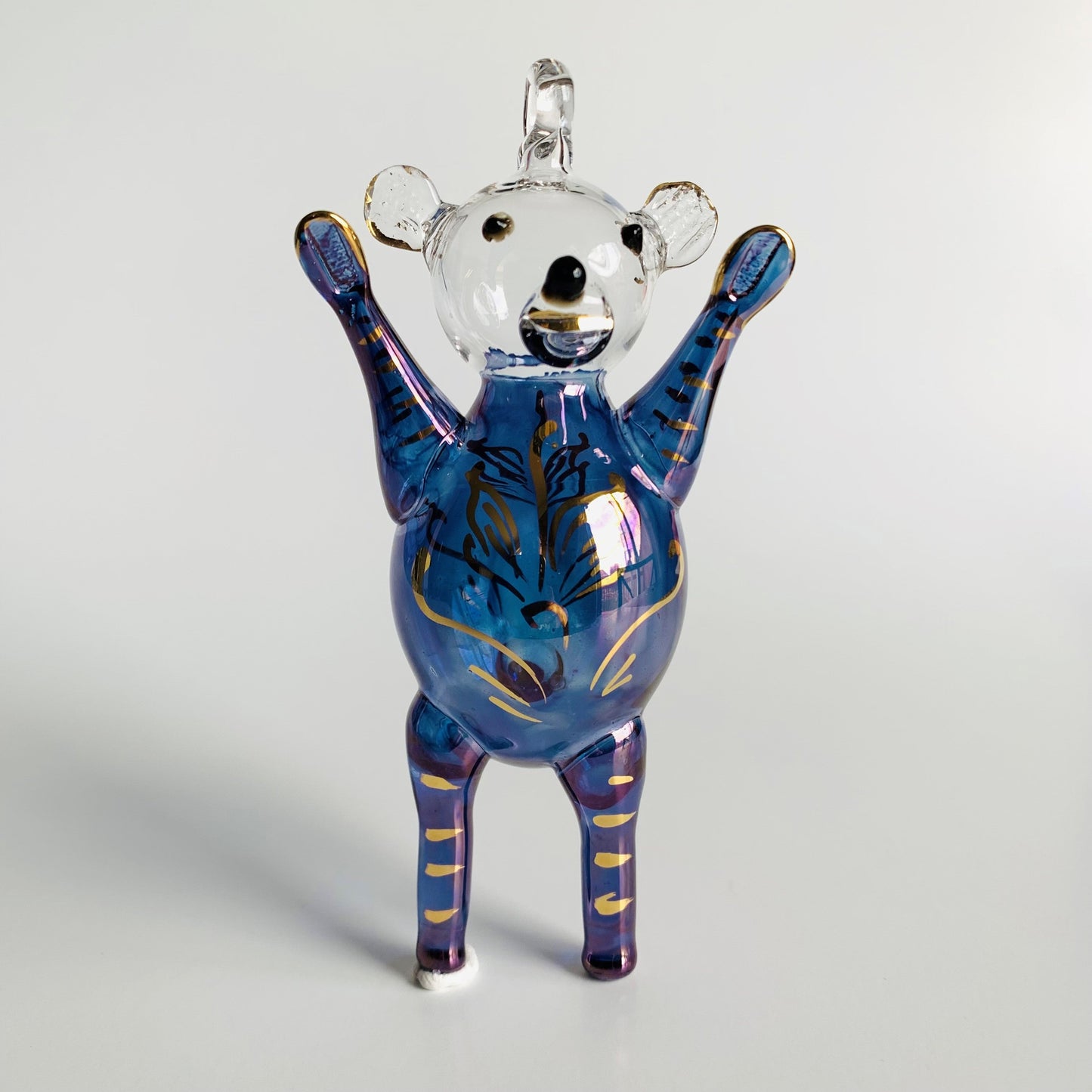 Magic Bear Blown Glass Ornament- Blue