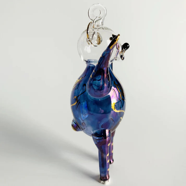 Magic Bear Blown Glass Ornament- Blue