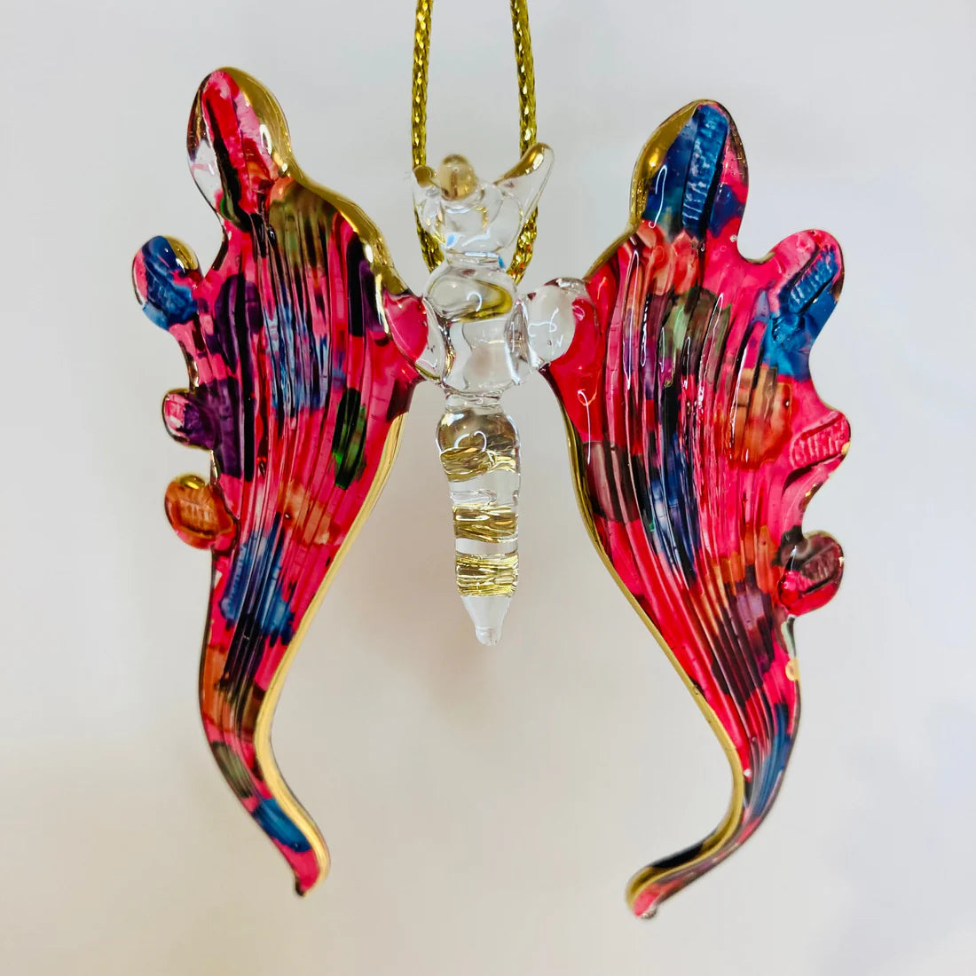 Butterfly Blown Glass Ornament- Pink