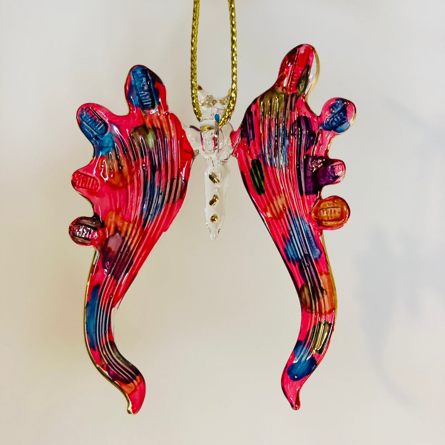 Butterfly Blown Glass Ornament- Pink