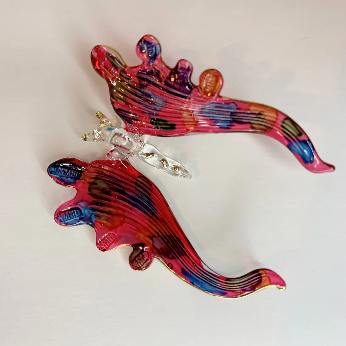 Butterfly Blown Glass Ornament- Pink
