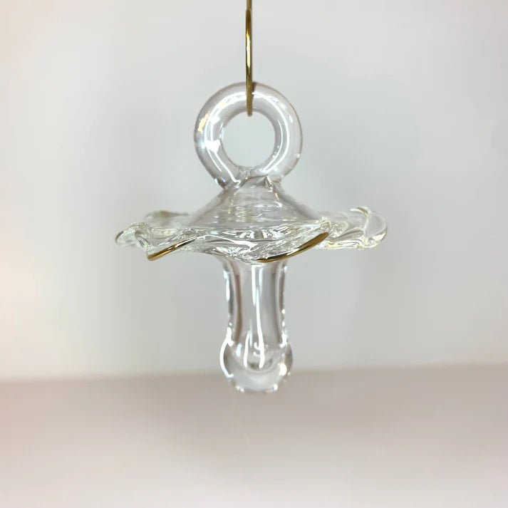 Pacifier Blown Glass Ornament- Clear