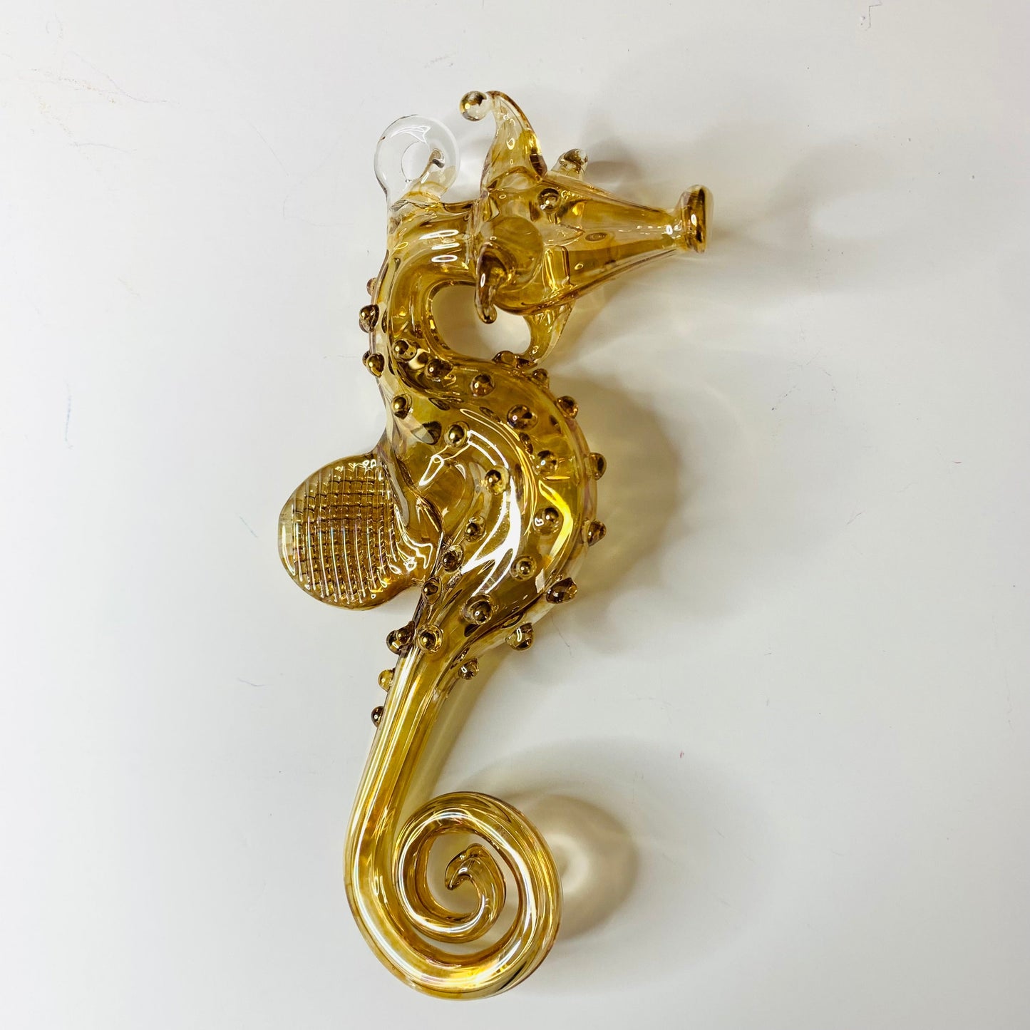 Seahorse Blown Glass Ornament - Amber