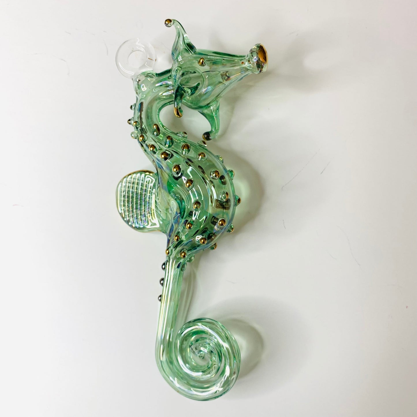 Seahorse Blown Glass Ornament- Green