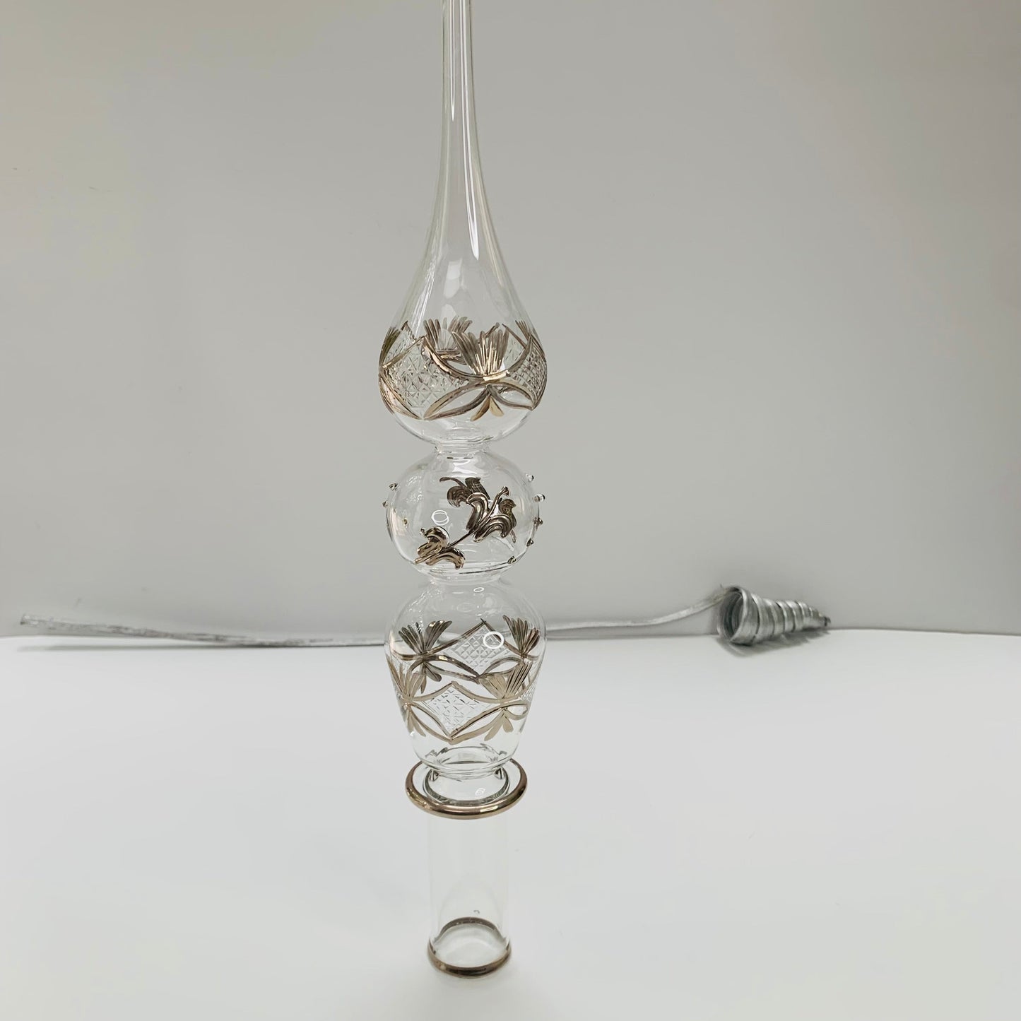 Platinum Carousel Blown Glass Christmas Tree Topper