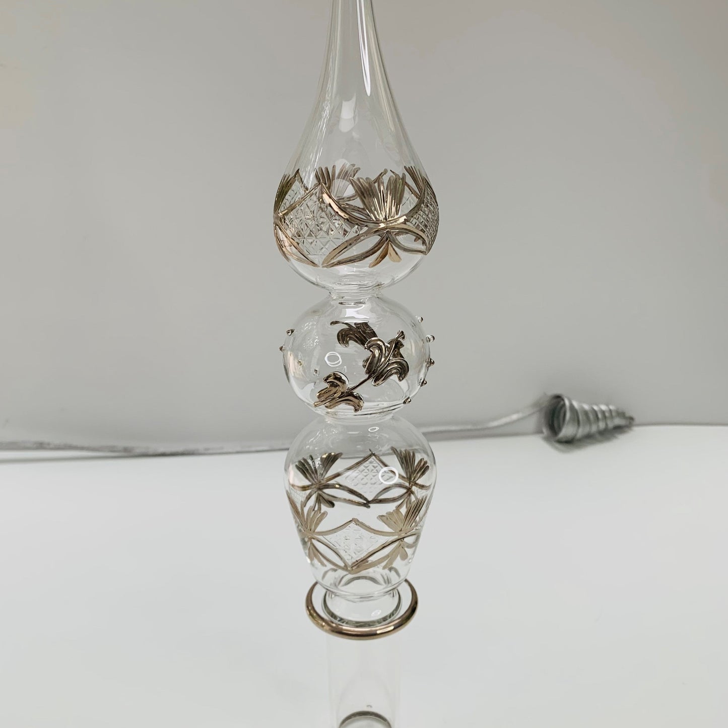 Platinum Carousel Blown Glass Christmas Tree Topper