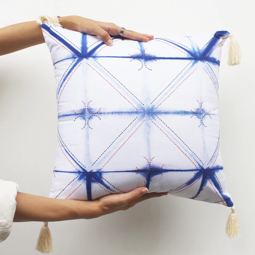 Eureka Tie Die Throw Pillow- Blue
